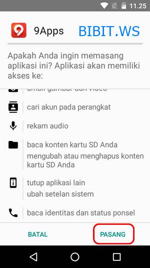 Pasang aplikasi 9APPS untuk download Pokemon GO di Android
